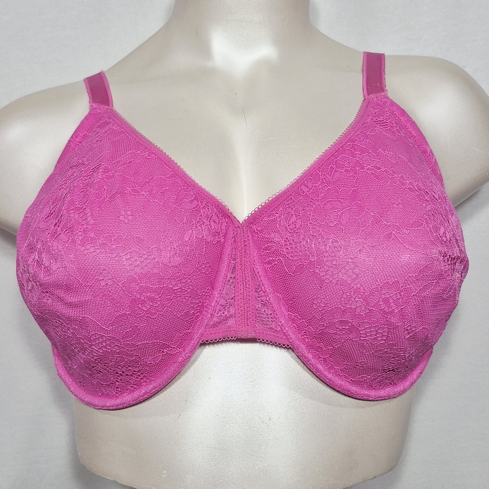 44H Hips &‎ Curves City Chic Unlined Lace Bra Bright Pink